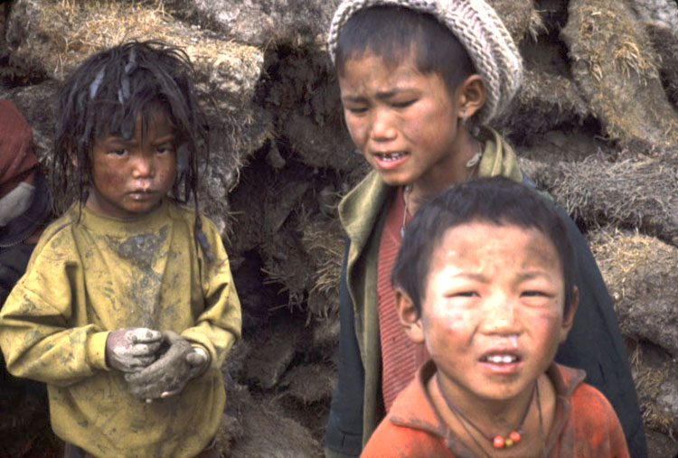 Some of the dirtiest kids in the world. There was no food in this town.